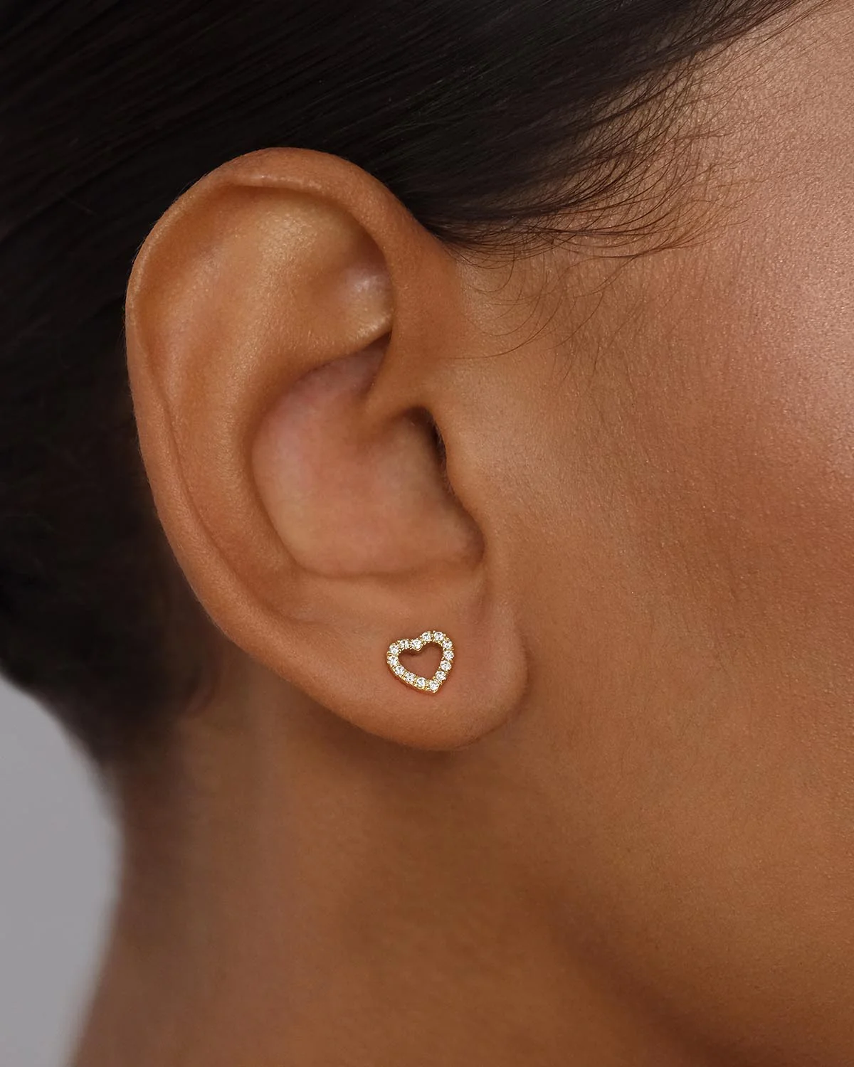 14k Solid Gold Eternal Love Diamond Stud Earring - Image 5