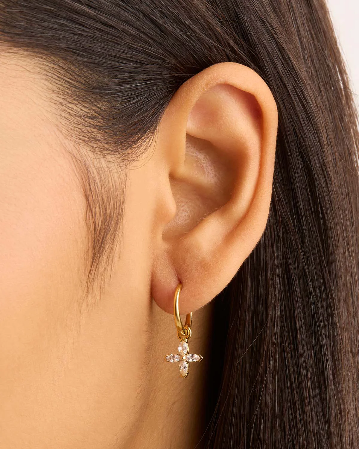 14k Solid Gold Blossom Lab-Grown Diamond Hoop - Image 2
