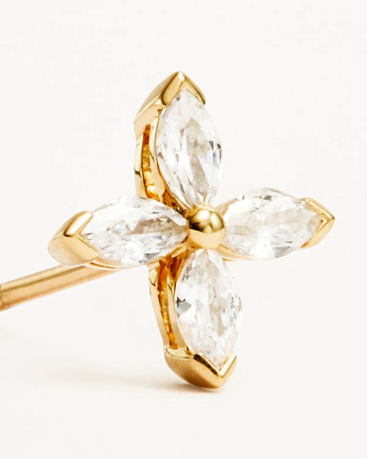 14k Solid Gold Blossom Lab-Grown Diamond Stud Earring - Image 3