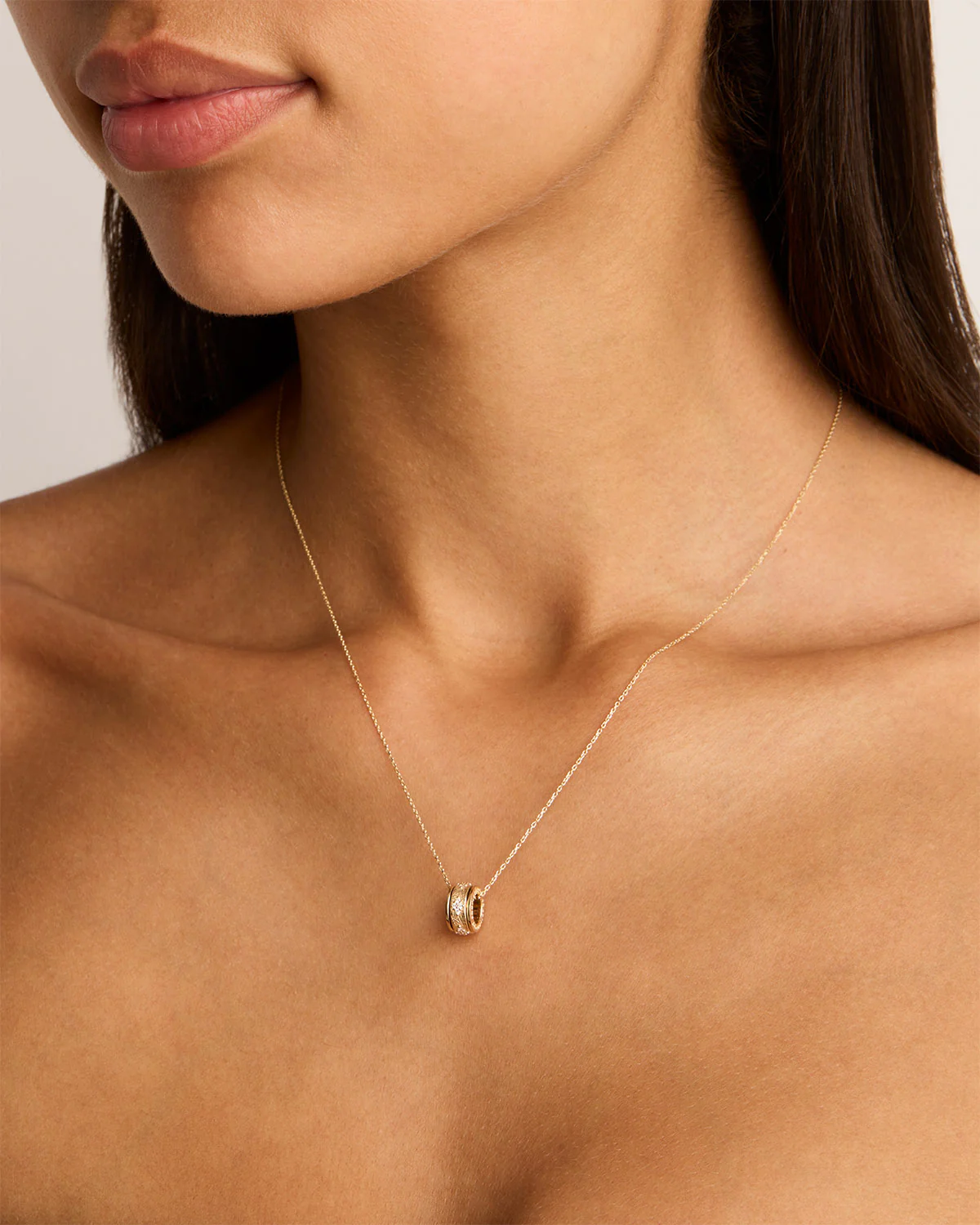 14k Solid Gold Breathe Spinning Meditation Lab-Grown Diamond Necklace - Image 2