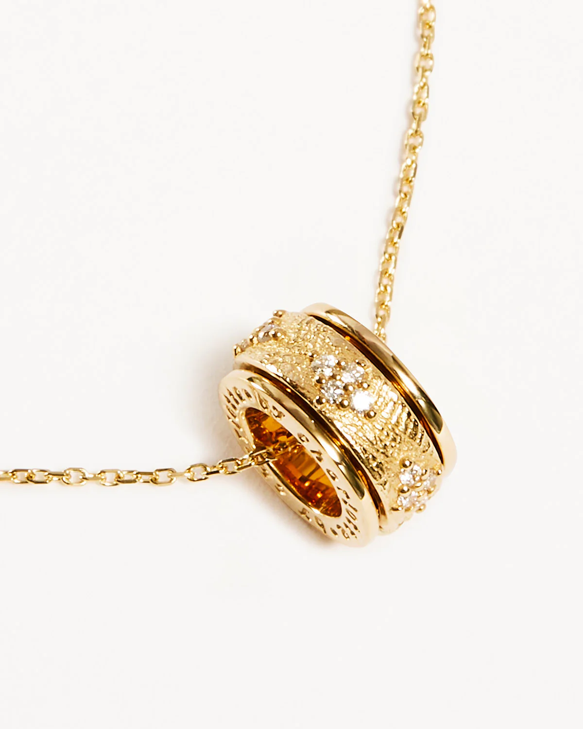 14k Solid Gold Breathe Spinning Meditation Lab-Grown Diamond Necklace - Image 3