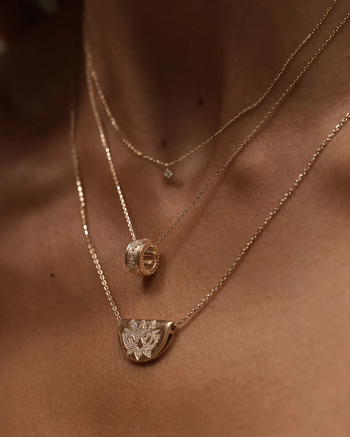 14k Solid Gold Breathe Spinning Meditation Lab-Grown Diamond Necklace - Image 4