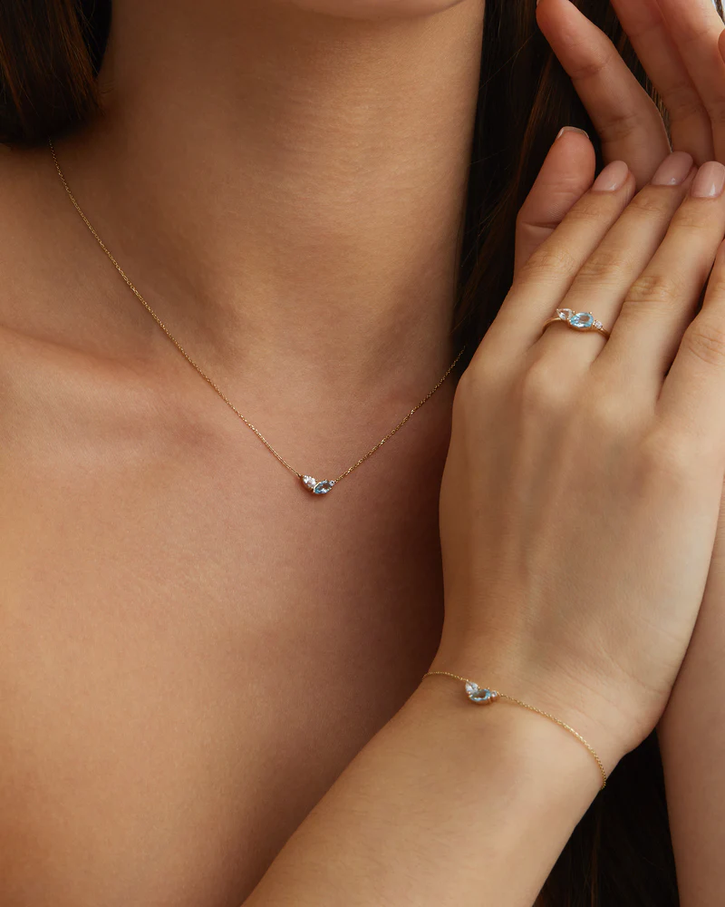 14k Solid Gold By Your Side Sapphire Necklace - Image 5
