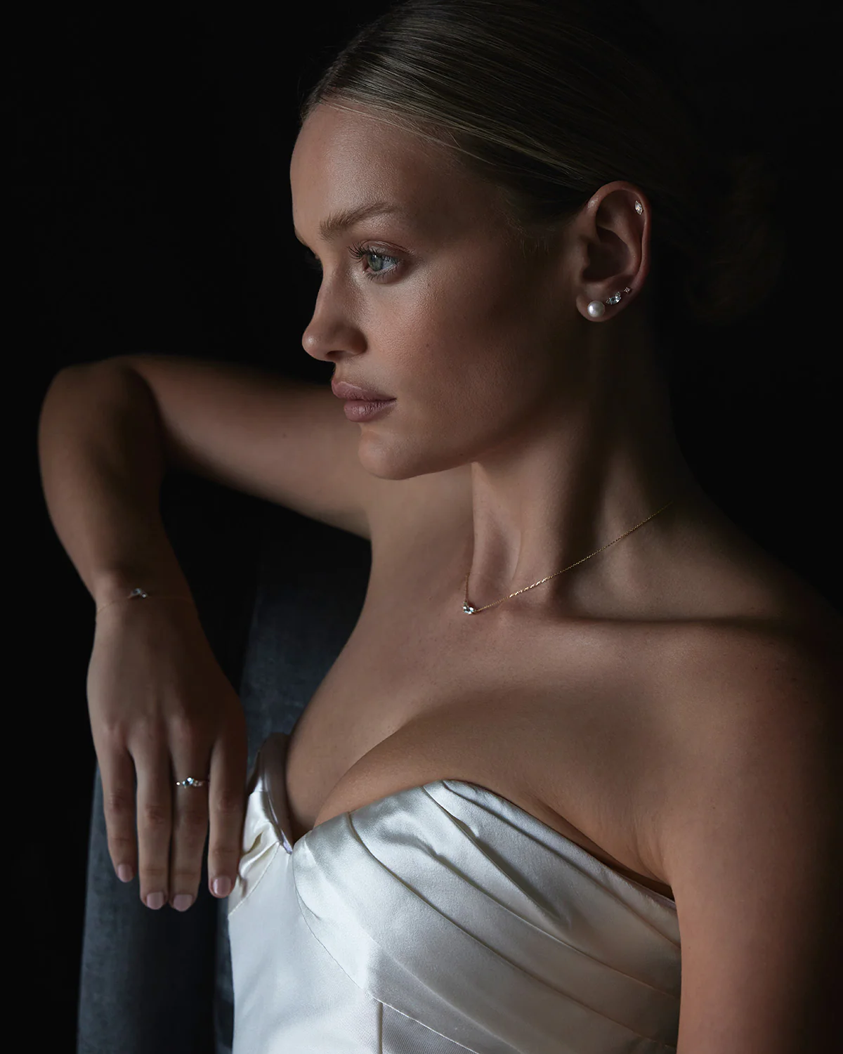 14k Solid Gold By Your Side Sapphire Single Earring - Left - Image 5