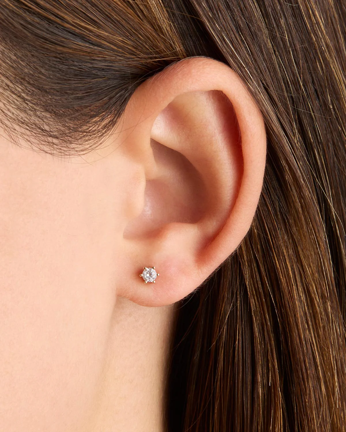 14k Solid Gold Crystal Cartilage Earring - Image 2