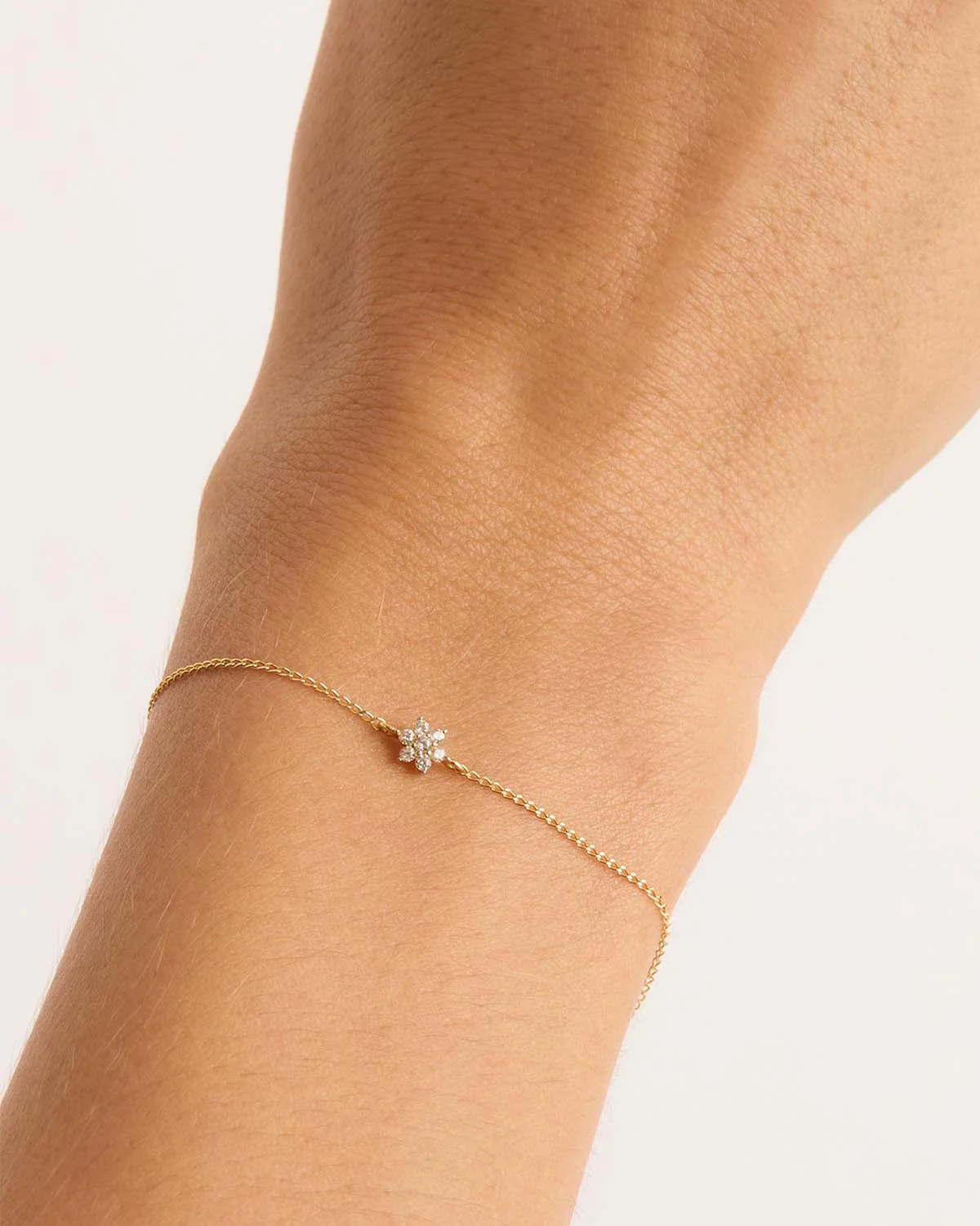 14k Solid Gold Crystal Lotus Flower Bracelet - Image 2