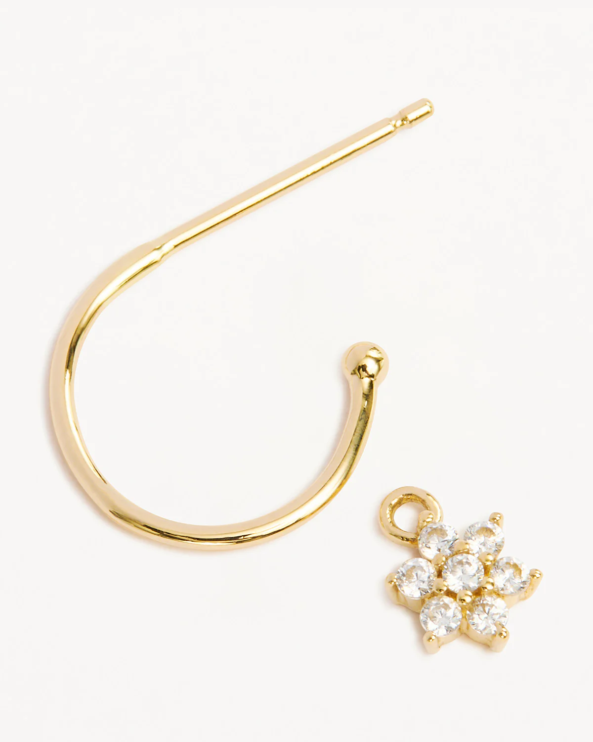 14k Solid Gold Crystal Lotus Flower Hoop - Image 3