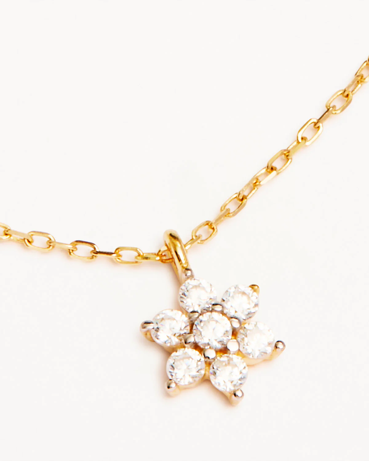 14k Solid Gold Crystal Lotus Flower Necklace - Image 3