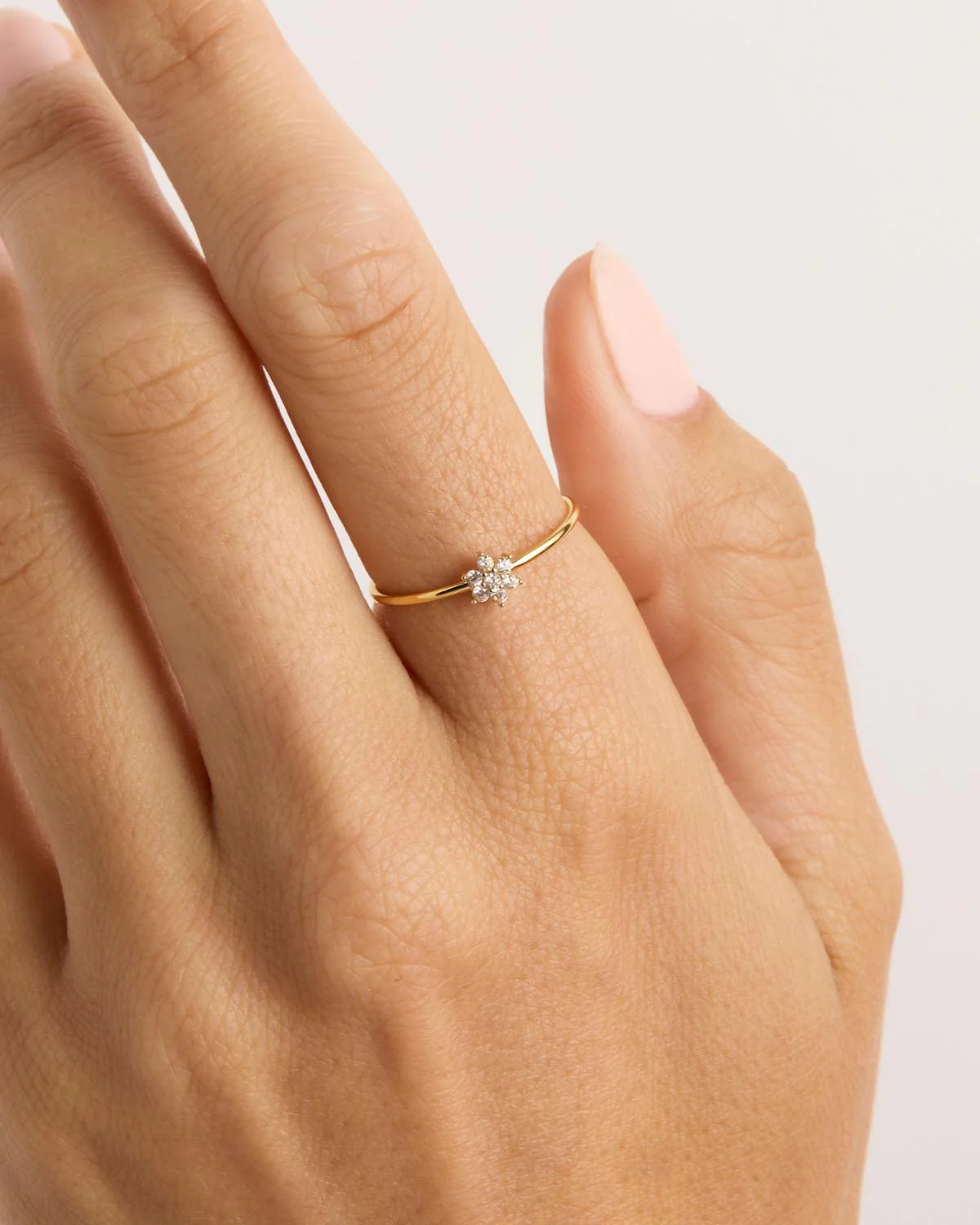 14k Solid Gold Crystal Lotus Flower Ring - Image 2