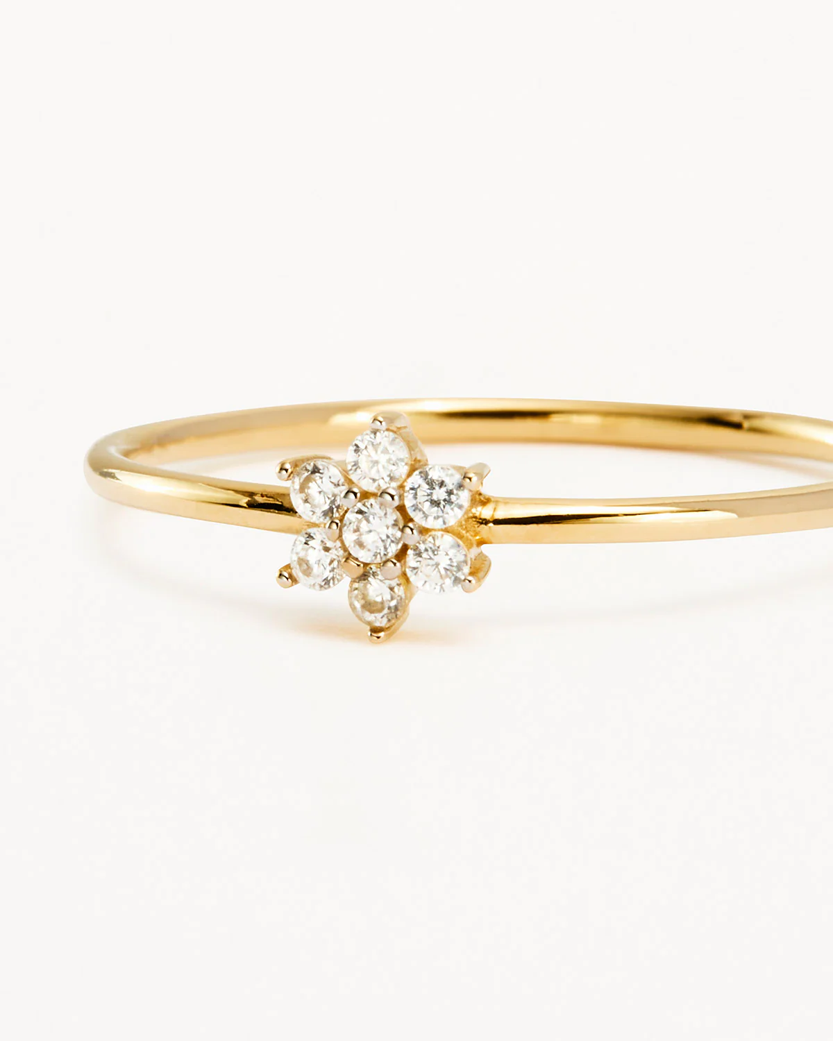 14k Solid Gold Crystal Lotus Flower Ring - Image 3