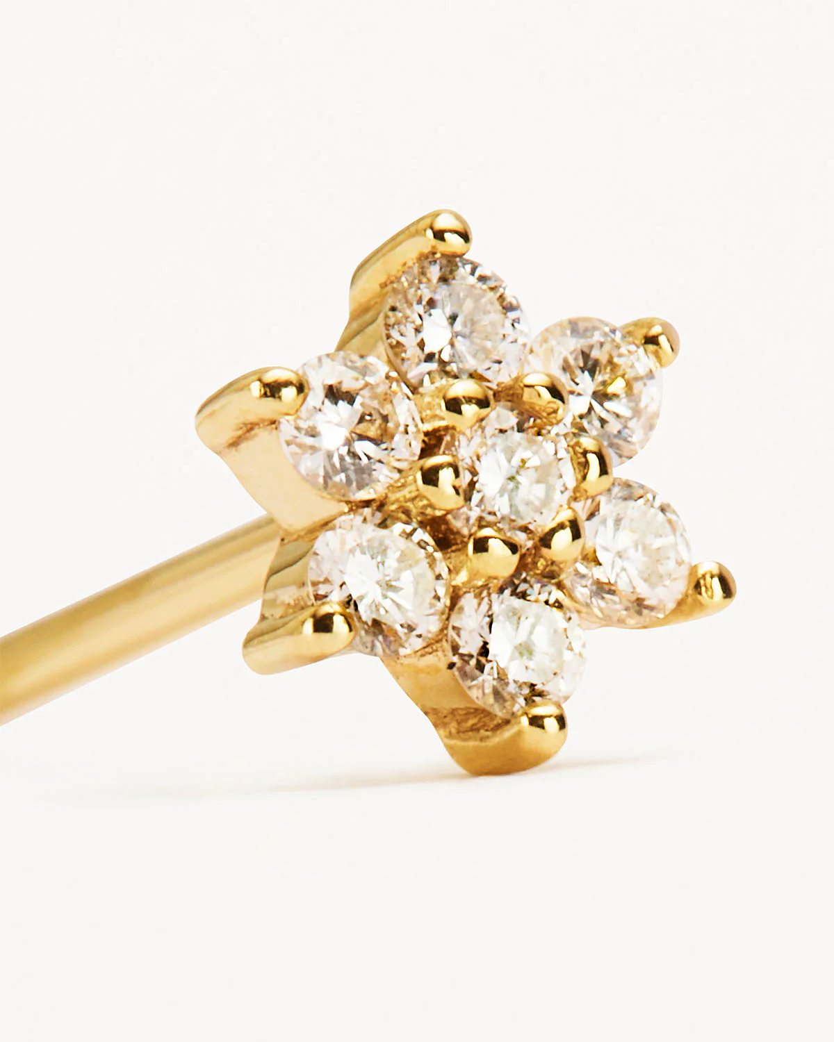 14k Solid Gold Crystal Lotus Flower Stud Earring - Image 3