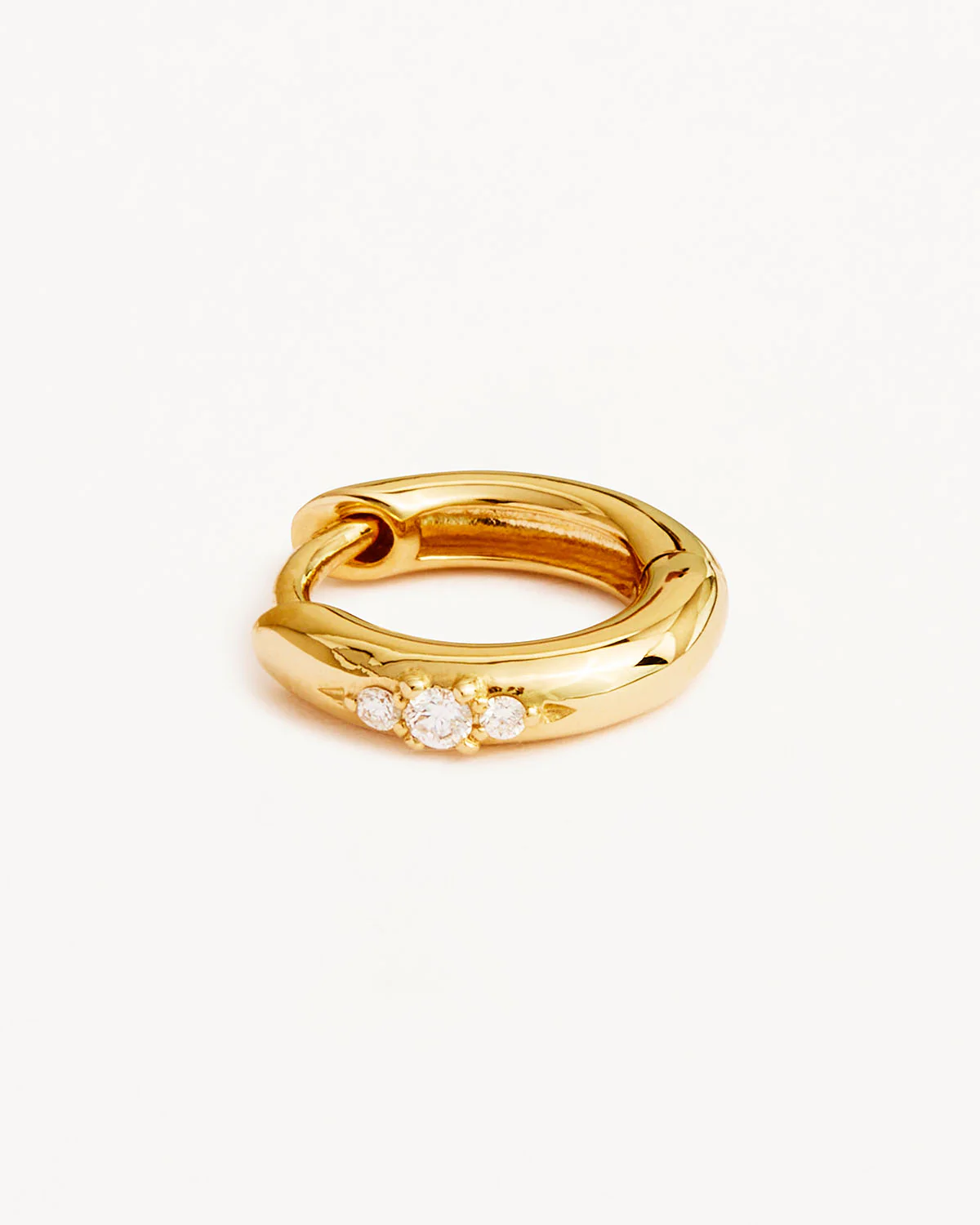 14k Solid Gold Diamond Petal Hoop - Image 3