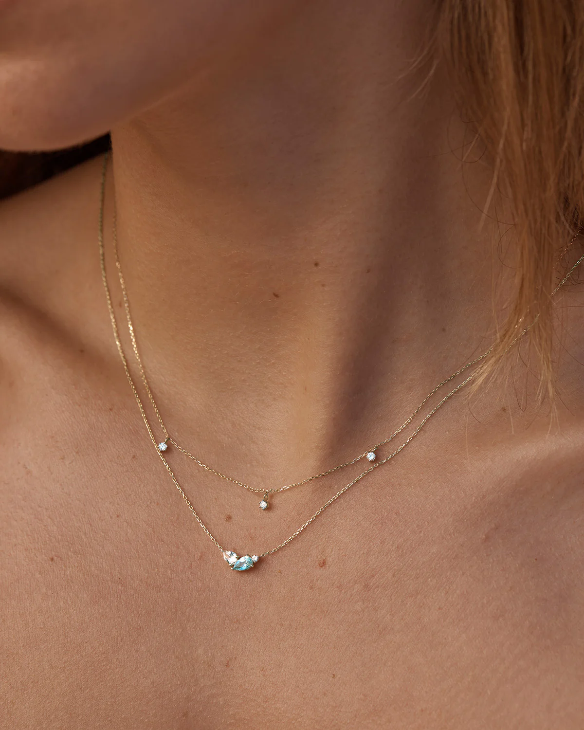 14k Solid Gold Droplets Diamond Necklace - Image 2