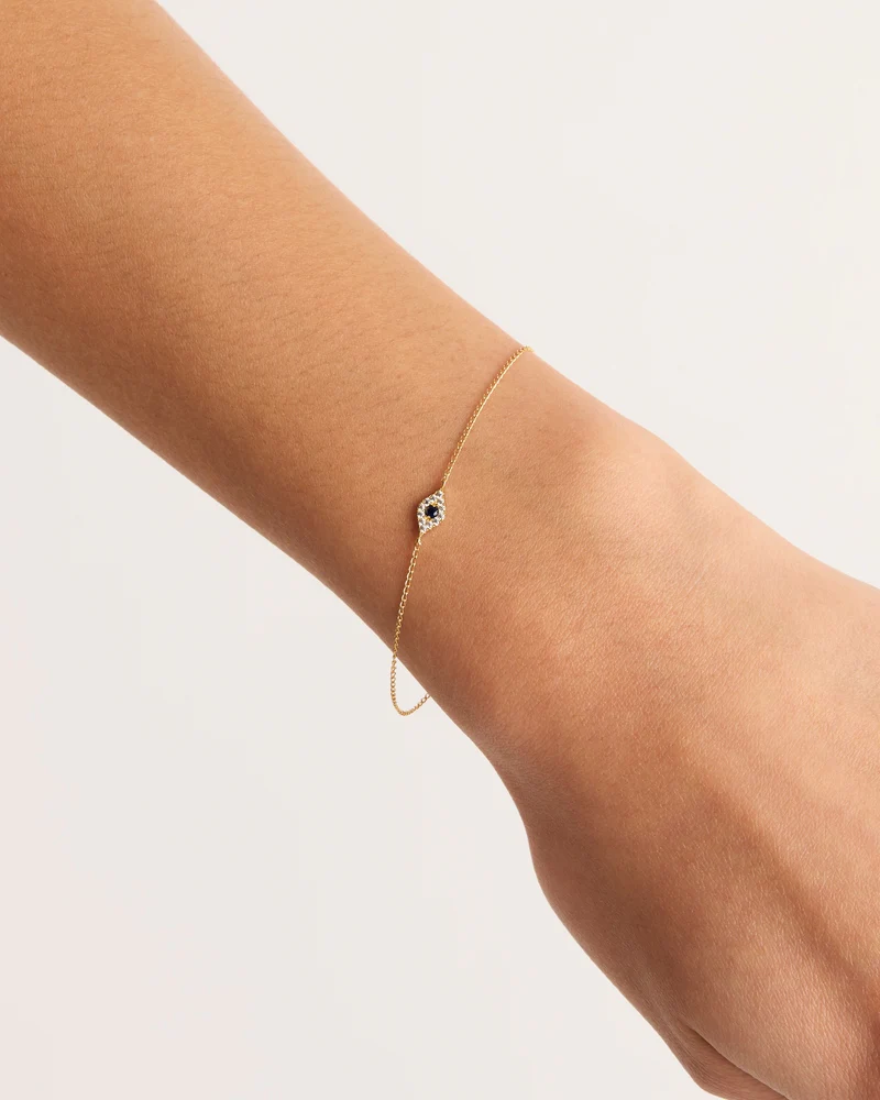 14k Solid Gold Evil Eye Bracelet - Image 2