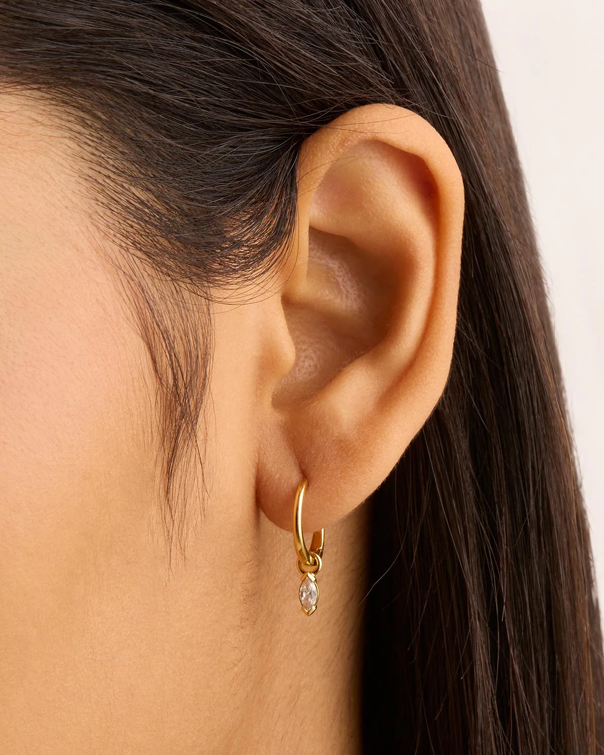 14k Solid Gold Floating Petal Lab-Grown Diamond Hoop - Image 2