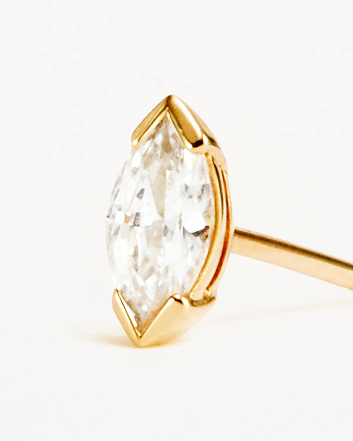 14k Solid Gold Floating Petal Lab-Grown Diamond Stud Earring - Image 3