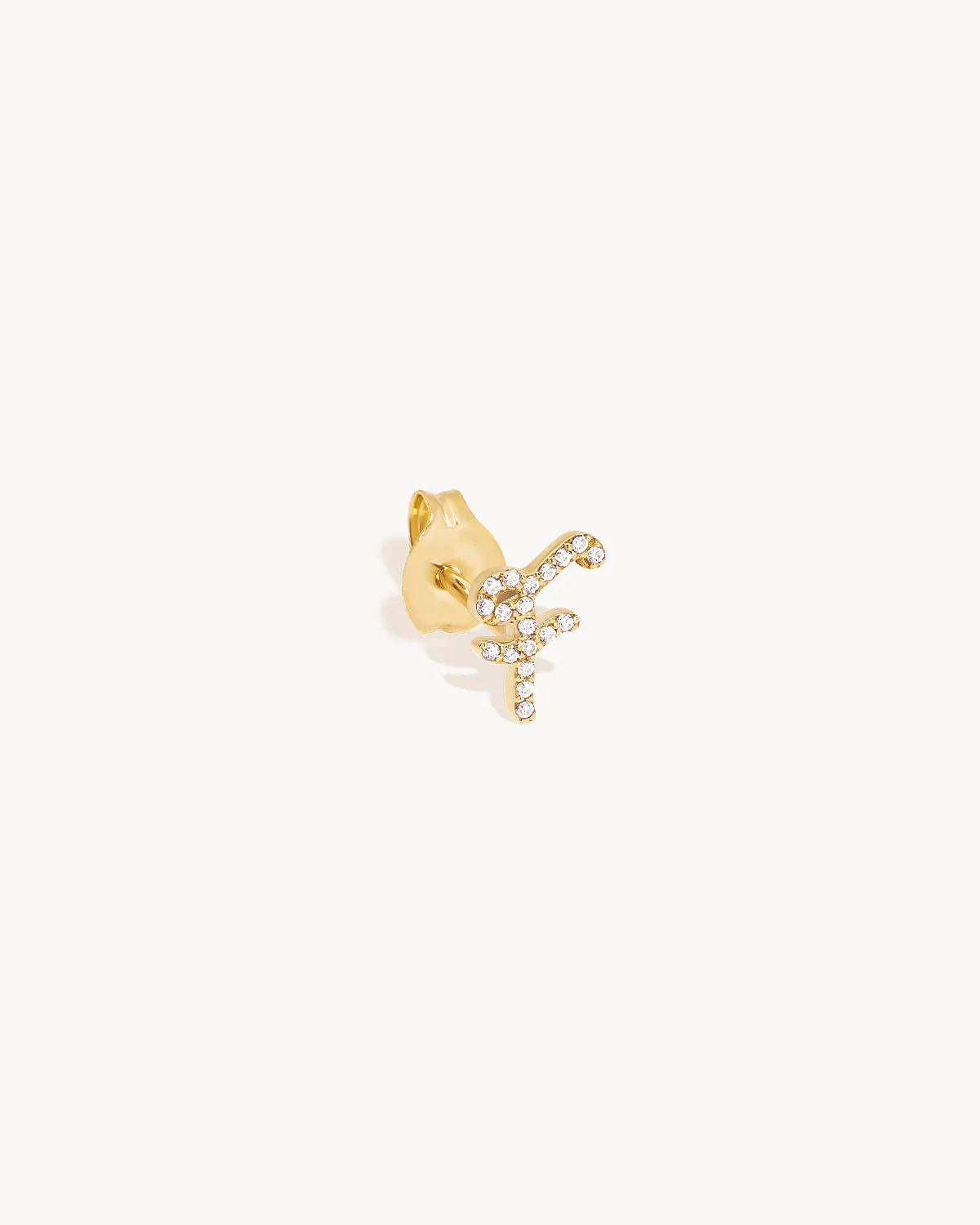 14k Solid Gold Forever Love Diamond Letter Earring - Image 14