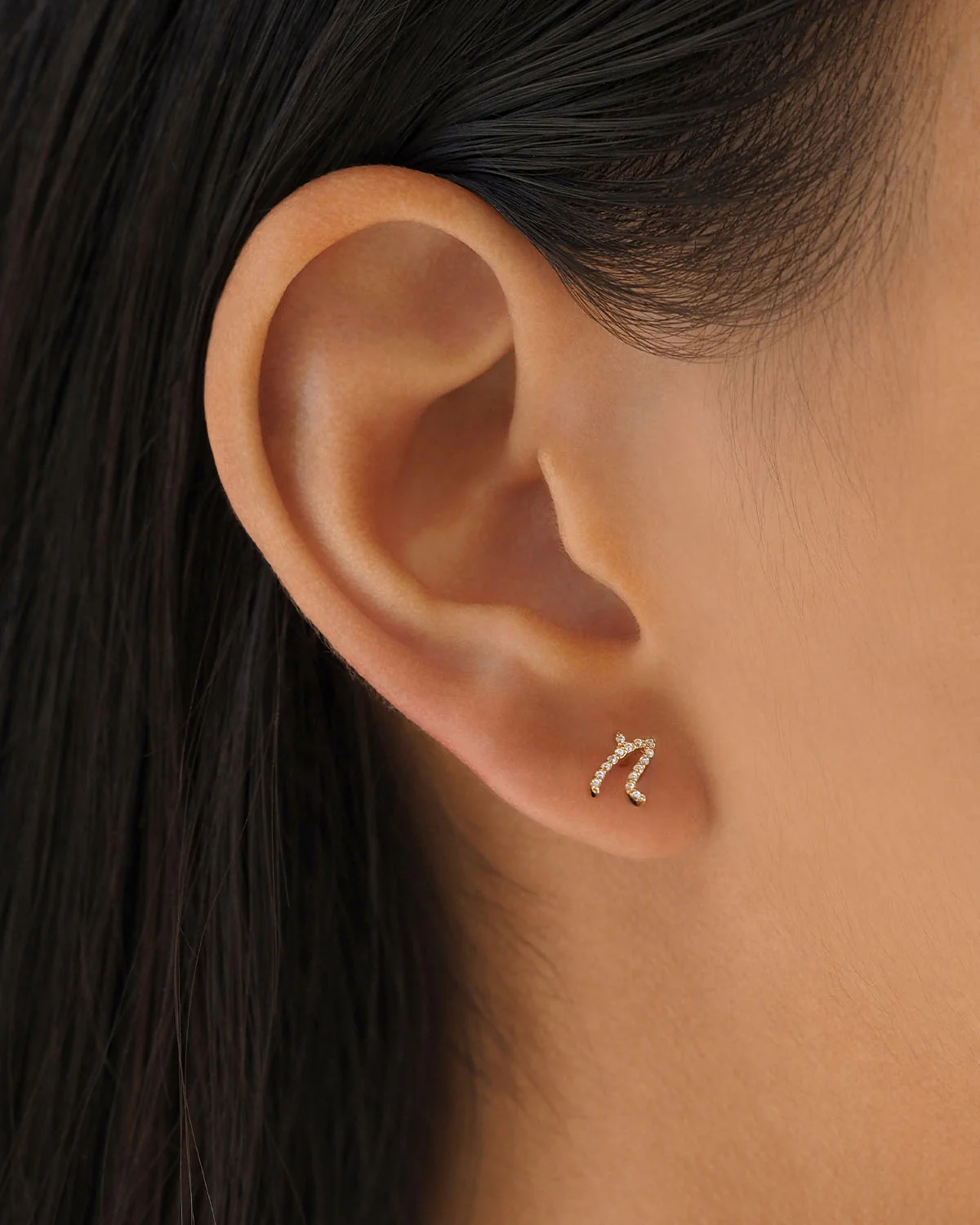 14k Solid Gold Forever Love Diamond Letter Earring - Image 32
