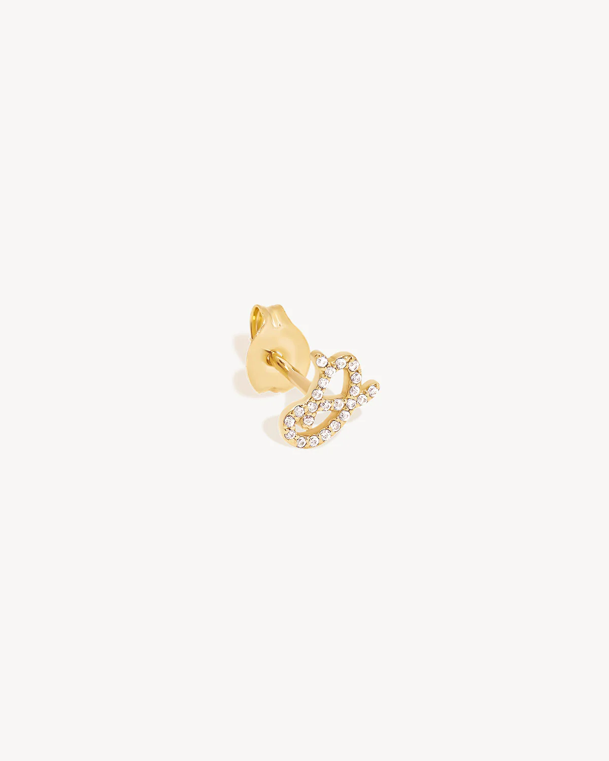 14k Solid Gold Forever Love Diamond Letter Earring - Image 9