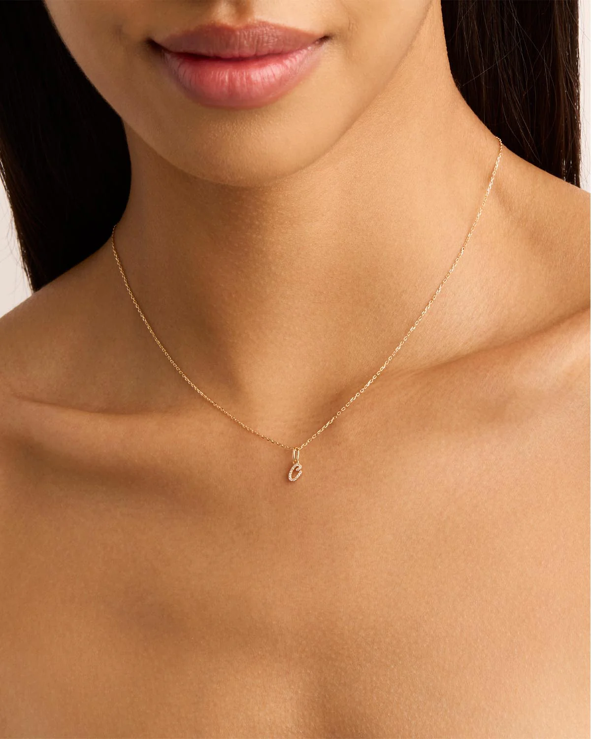 14k Solid Gold Forever Love Diamond Letter Necklace Pendant - Image 11