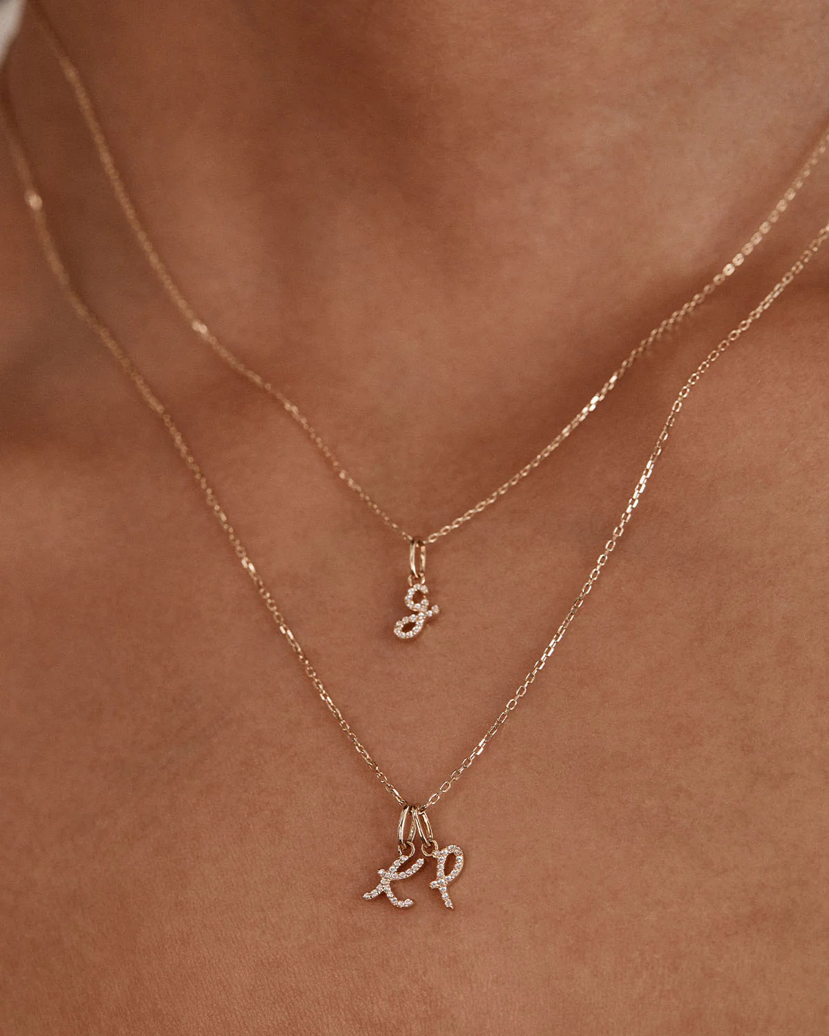 14k Solid Gold Forever Love Diamond Letter Necklace Pendant - Image 21