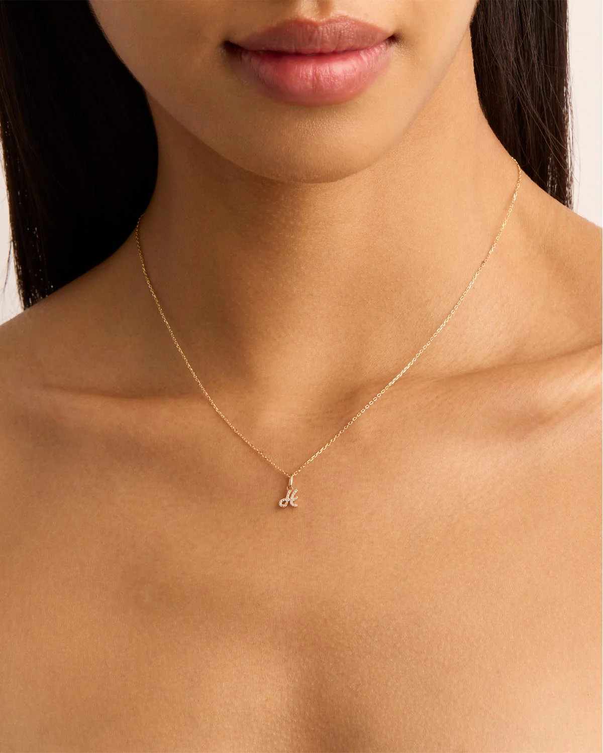 14k Solid Gold Forever Love Diamond Letter Necklace Pendant - Image 24