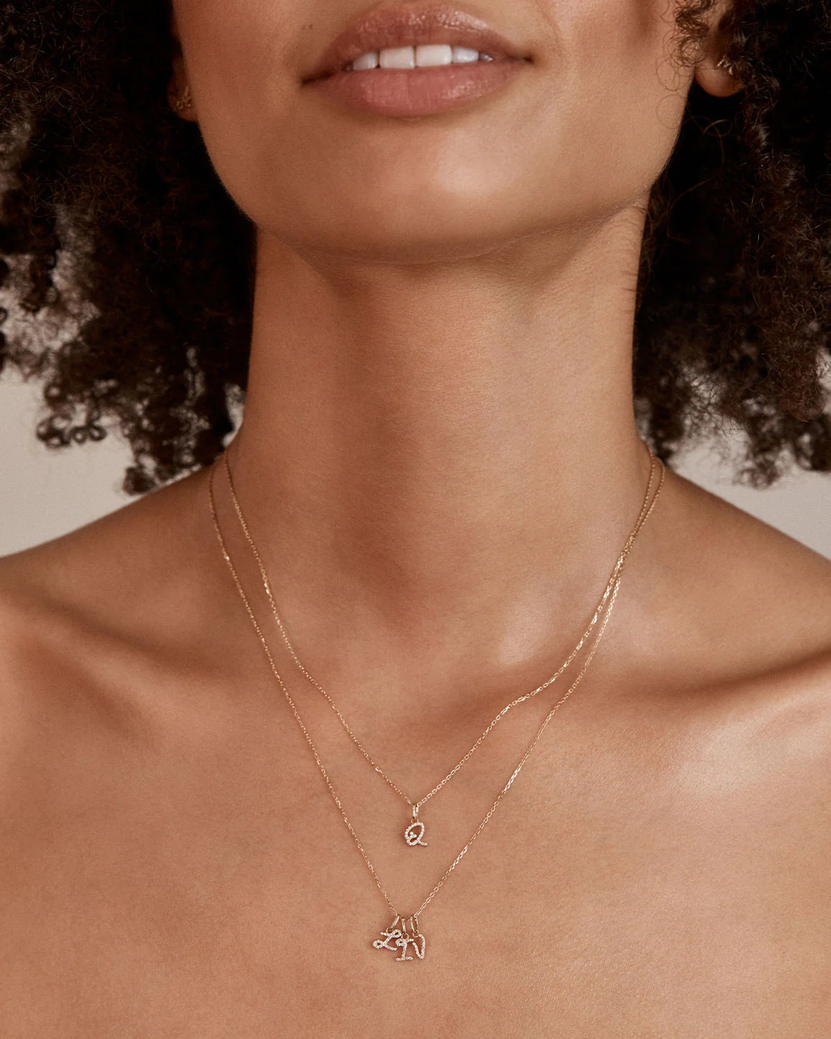 14k Solid Gold Forever Love Diamond Letter Necklace Pendant - Image 25