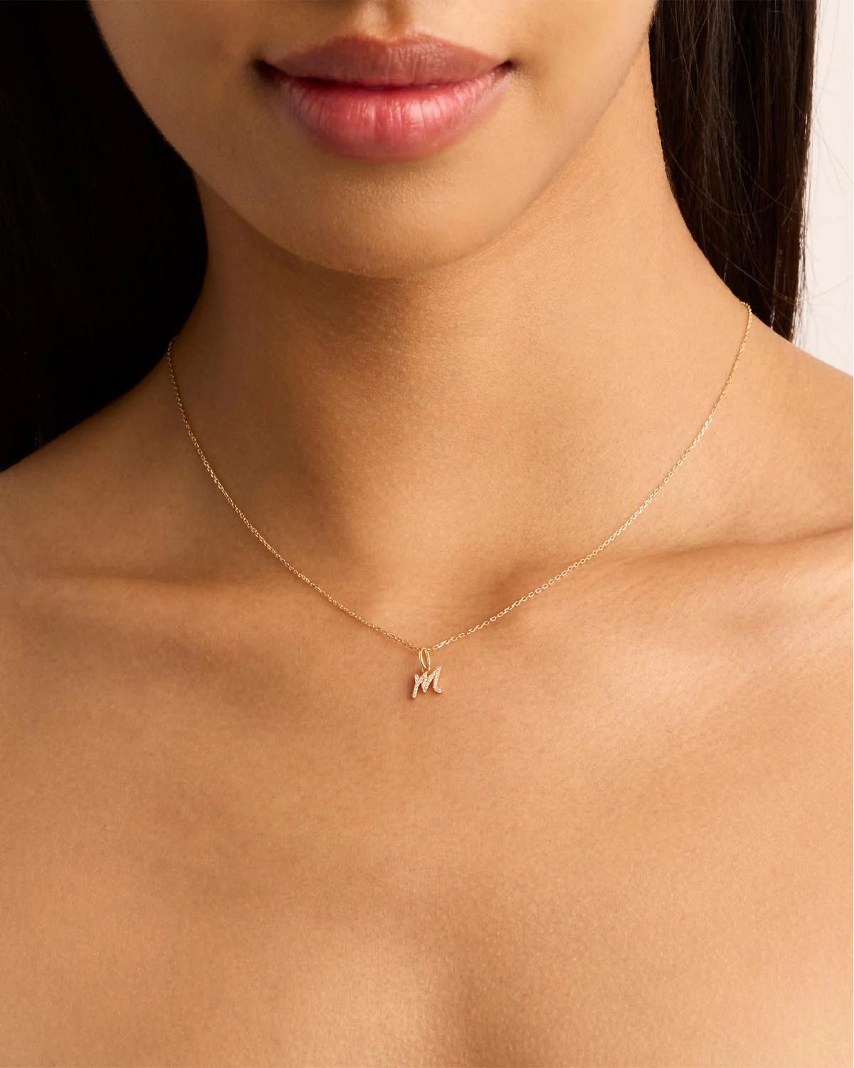 14k Solid Gold Forever Love Diamond Letter Necklace Pendant - Image 37