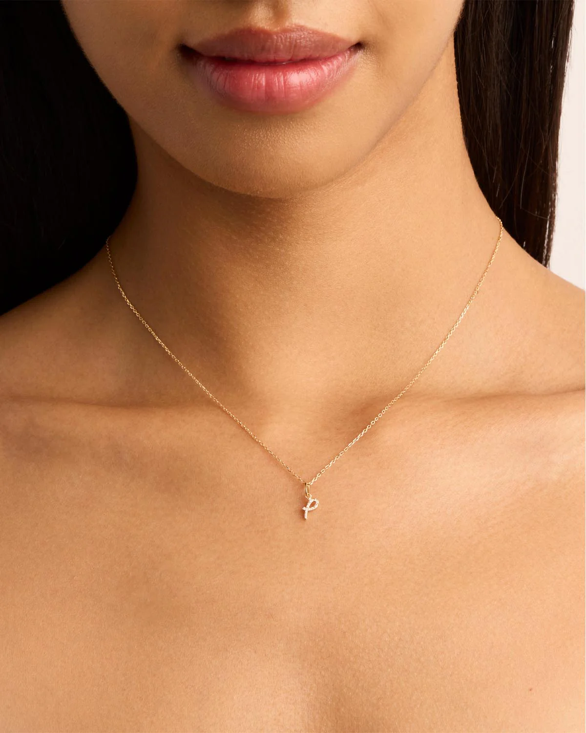 14k Solid Gold Forever Love Diamond Letter Necklace Pendant - Image 45