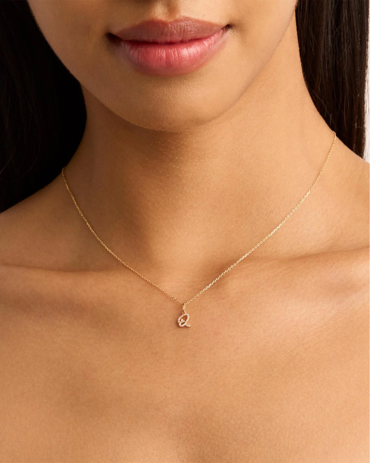 14k Solid Gold Forever Love Diamond Letter Necklace Pendant - Image 47