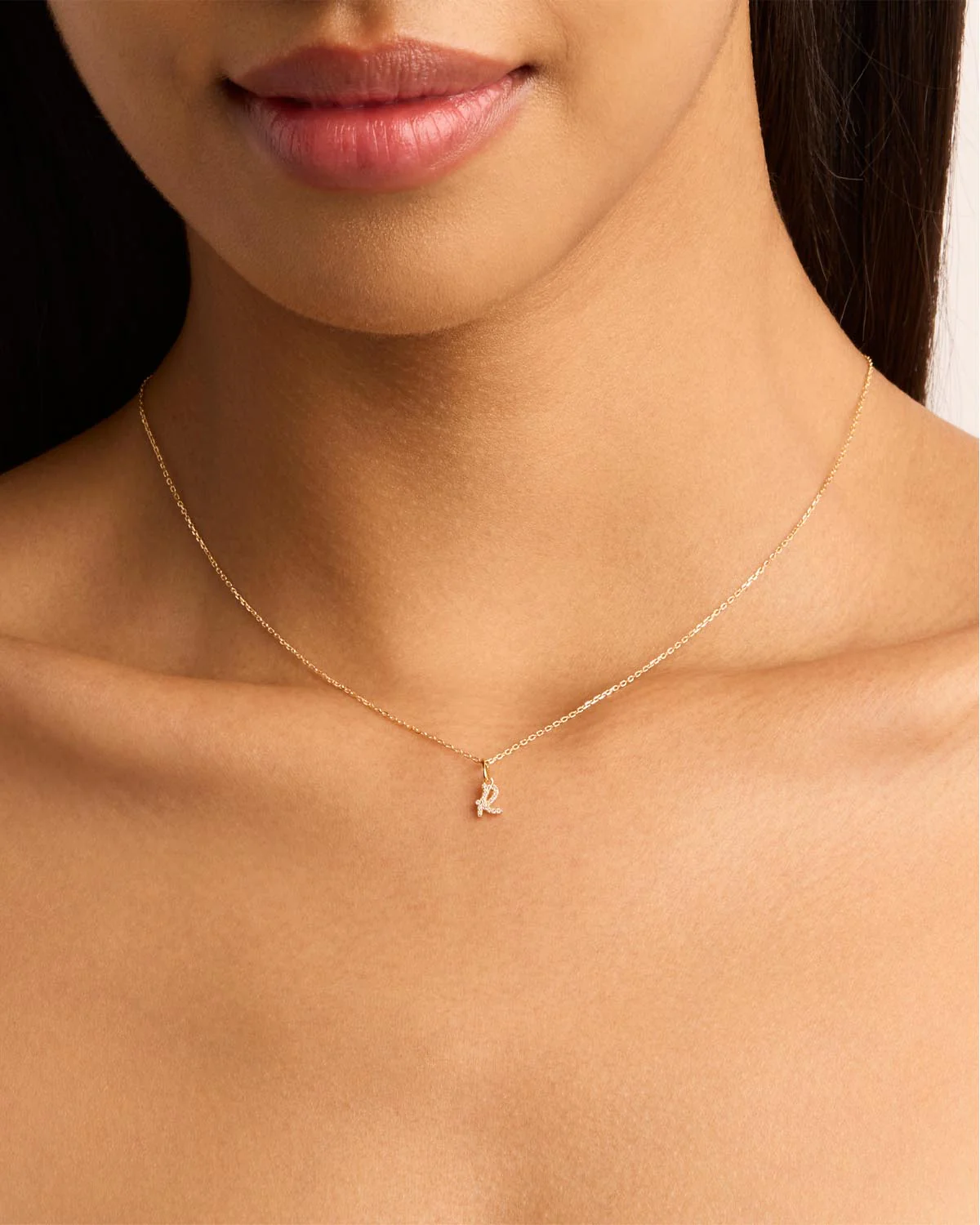 14k Solid Gold Forever Love Diamond Letter Necklace Pendant - Image 51