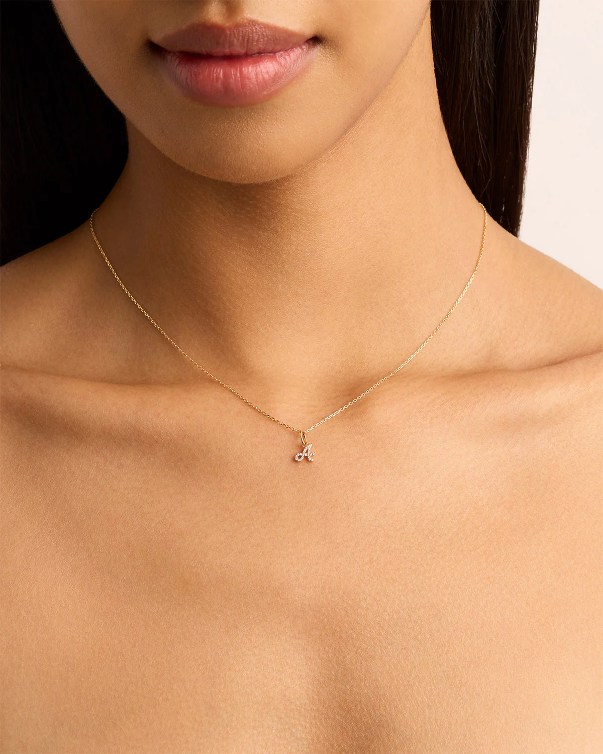 14k Solid Gold Forever Love Diamond Letter Necklace Pendant - Image 6