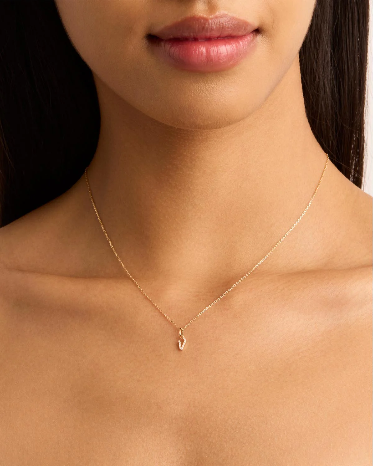 14k Solid Gold Forever Love Diamond Letter Necklace Pendant - Image 61