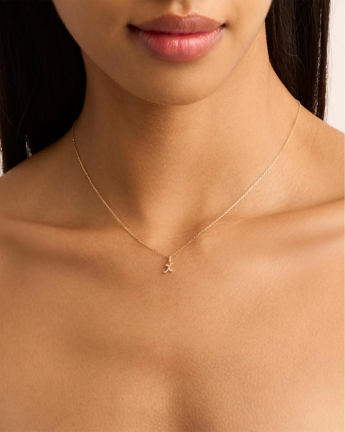 14k Solid Gold Forever Love Diamond Letter Necklace Pendant - Image 65