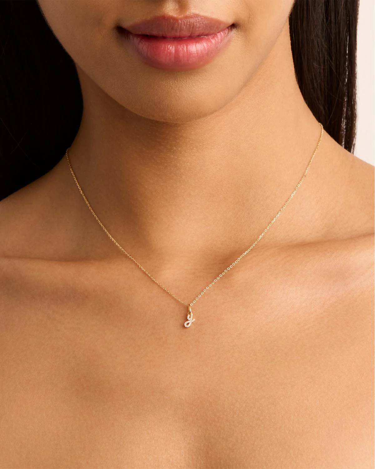 14k Solid Gold Forever Love Diamond Letter Necklace Pendant - Image 67