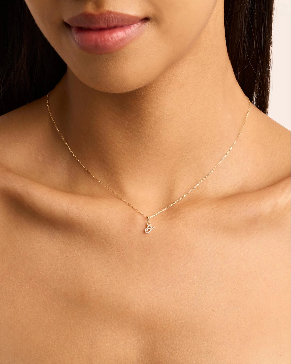 14k Solid Gold Forever Love Diamond Letter Necklace Pendant - Image 8