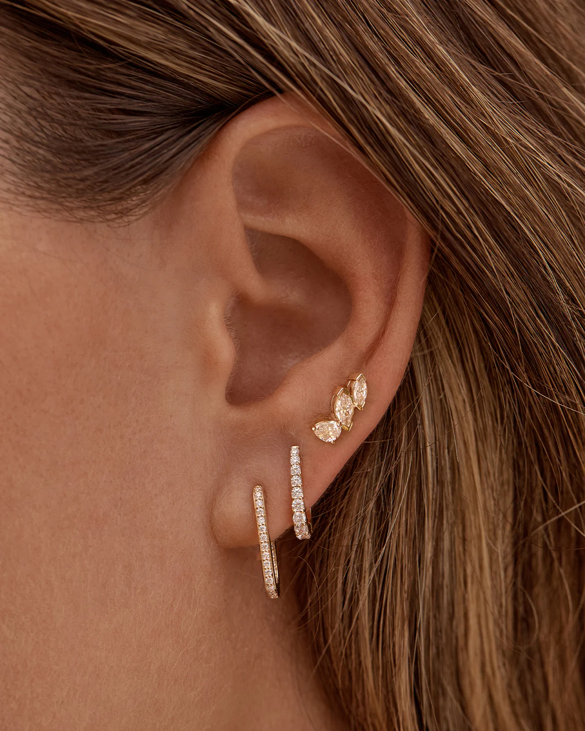 14k Solid Gold Halo Lab-Grown Diamond Hoop - Image 3