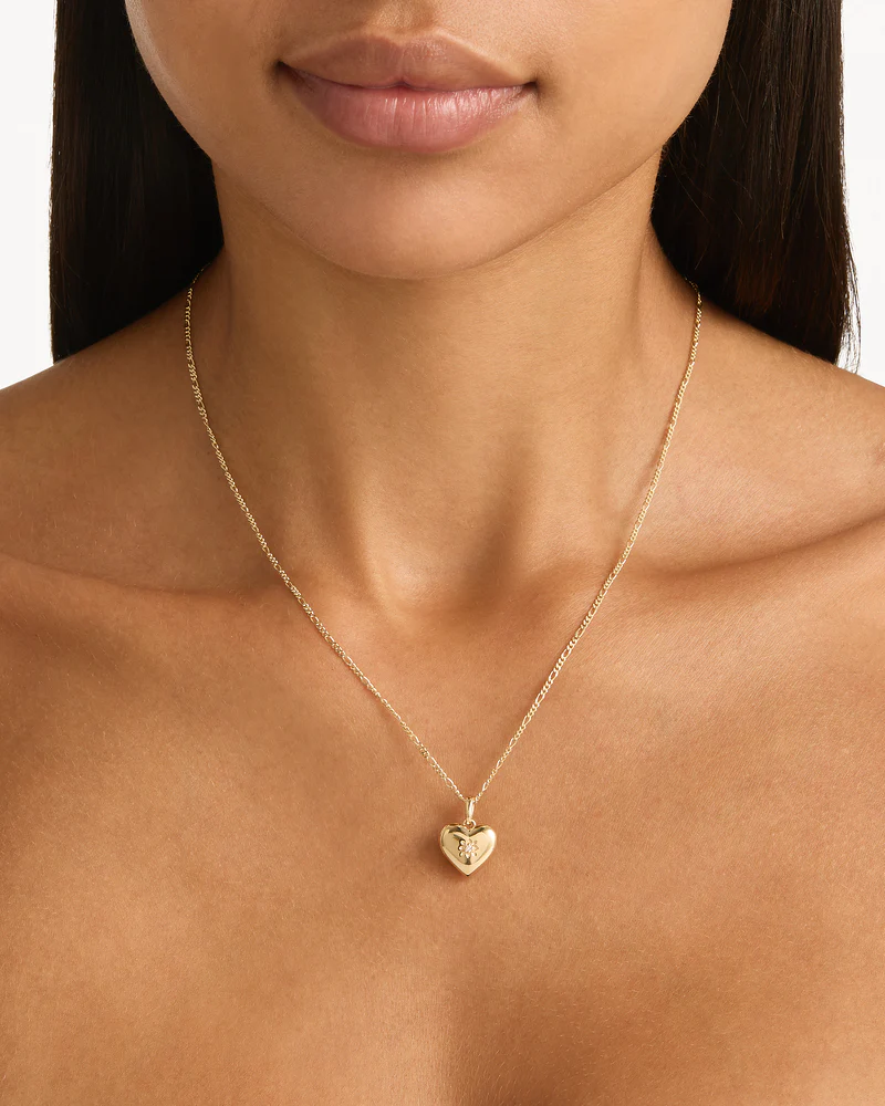 14k Solid Gold Heart Diamond Lotus Locket Pendant - Image 2