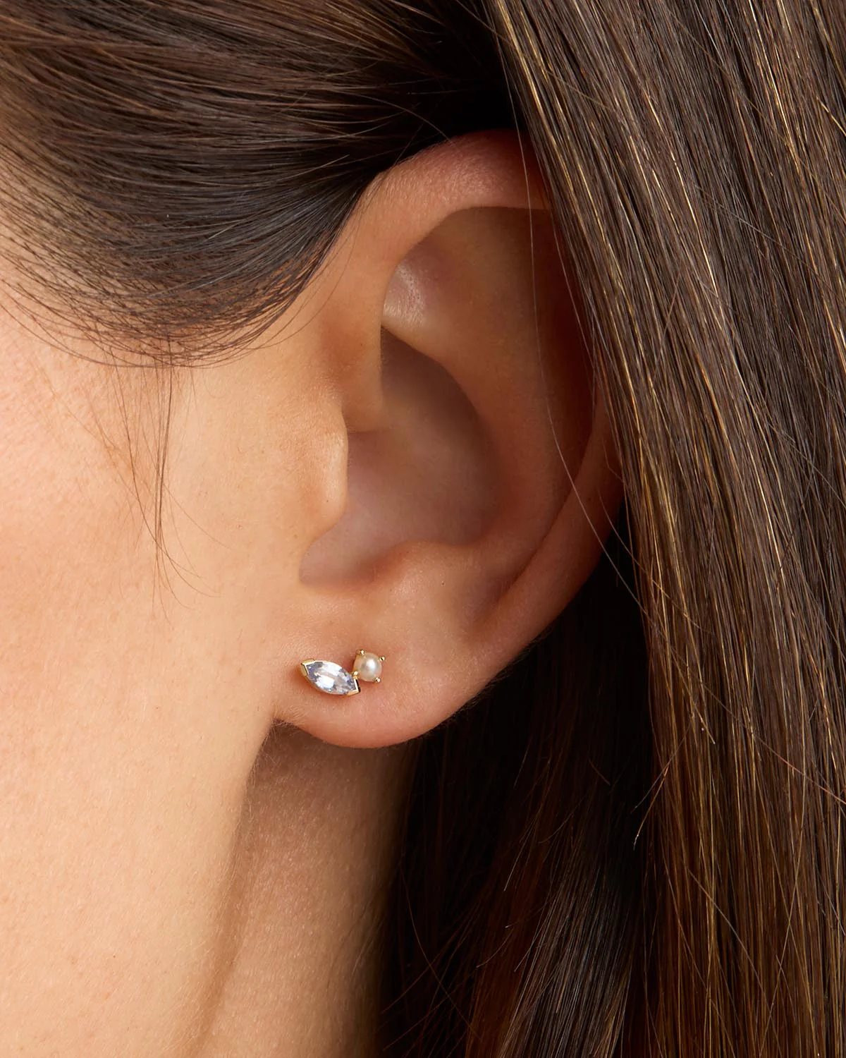 14k Solid Gold Into The Blue Stud Earring - Image 2