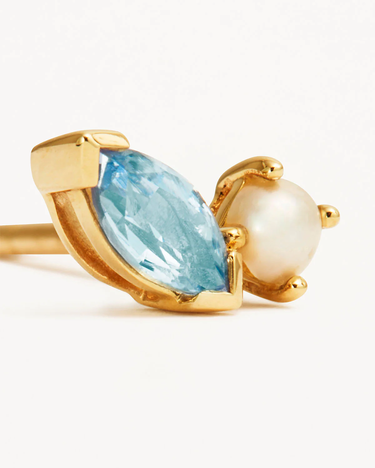 14k Solid Gold Into The Blue Stud Earring - Image 3