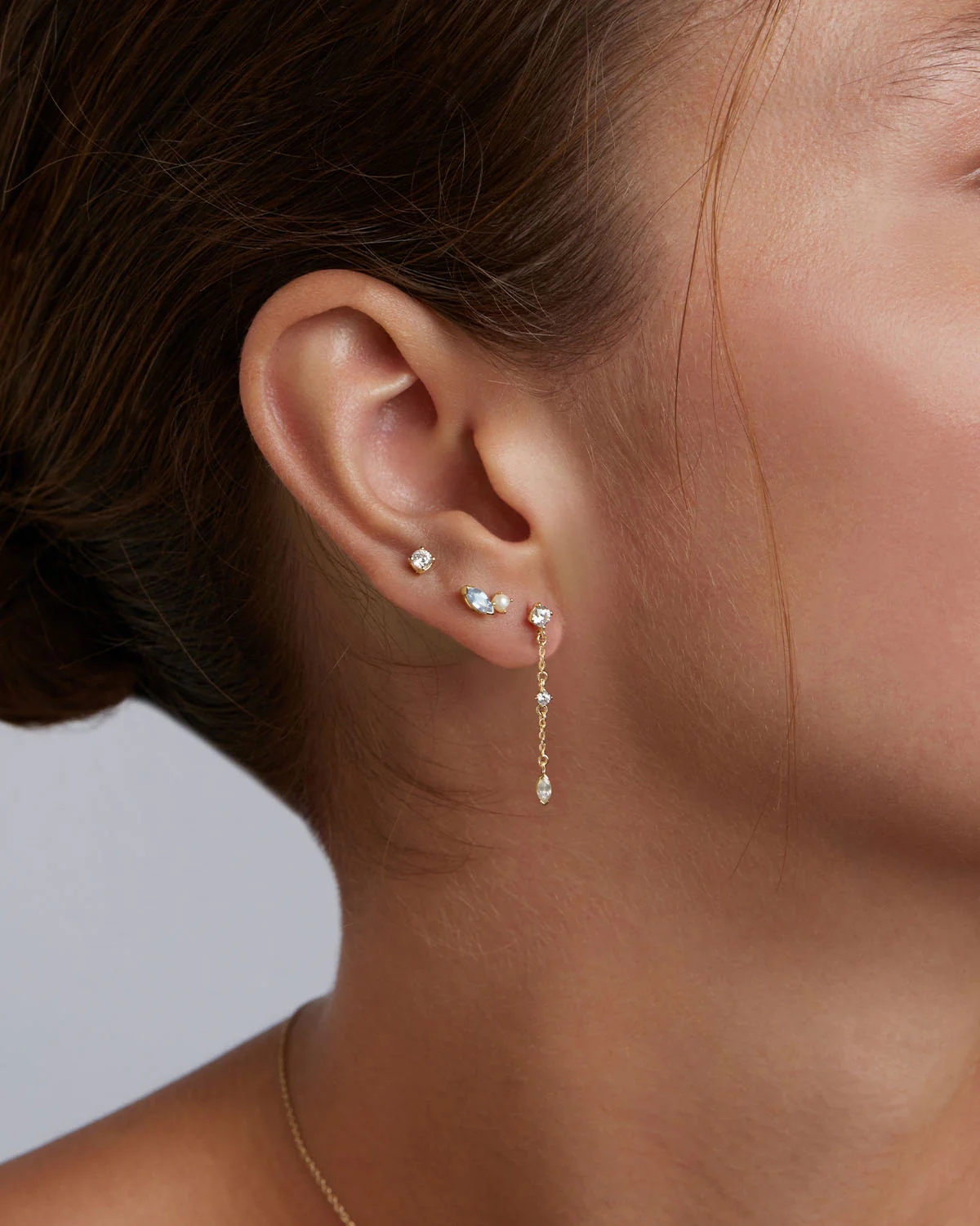 14k Solid Gold Into The Blue Stud Earring - Image 4