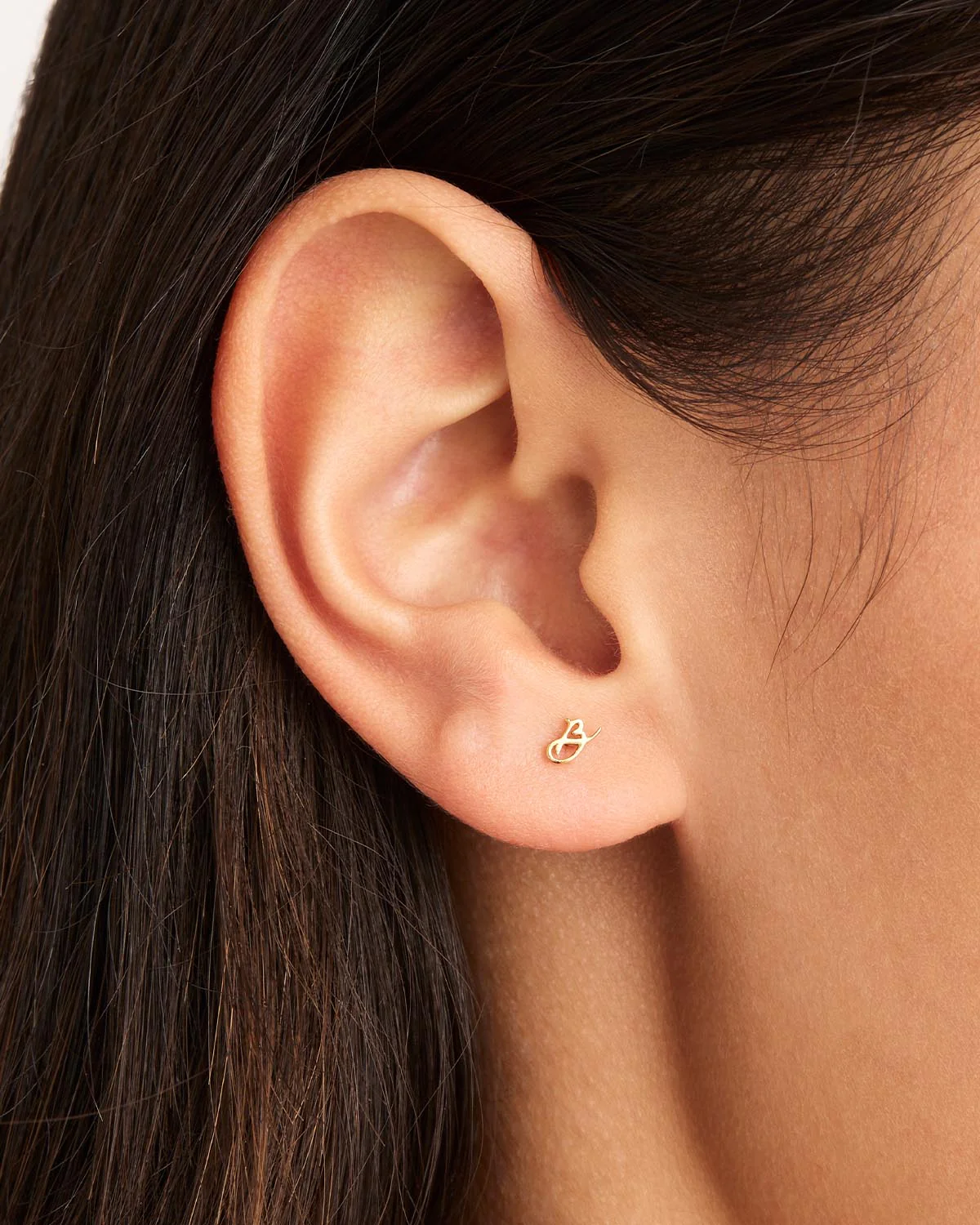 14k Solid Gold Love Letter Earring - Image 10