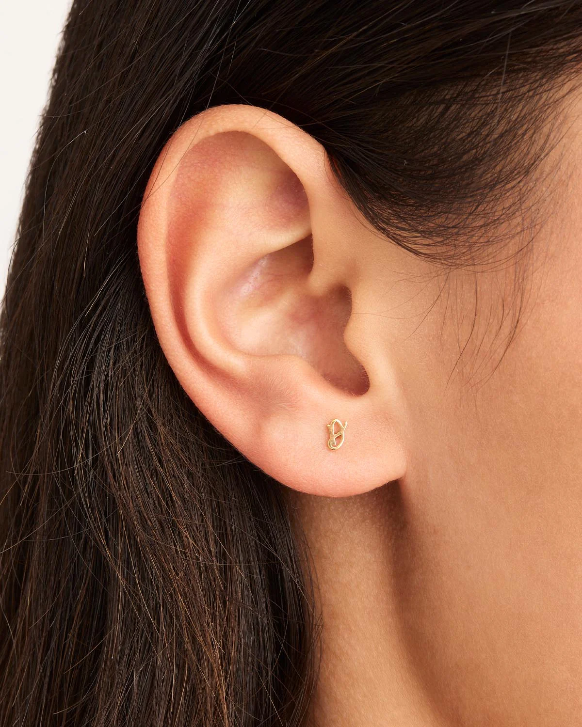 14k Solid Gold Love Letter Earring - Image 16