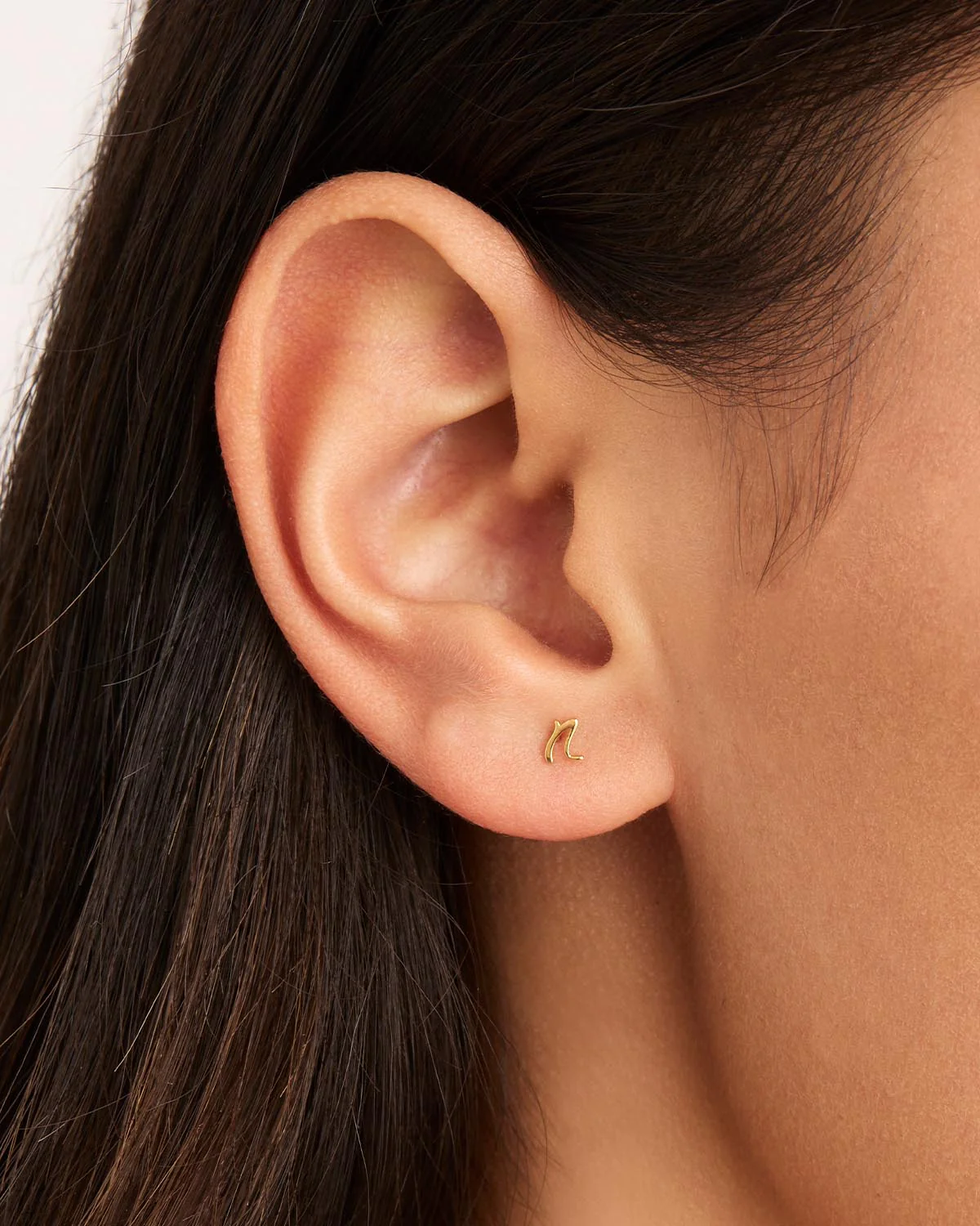 14k Solid Gold Love Letter Earring - Image 43