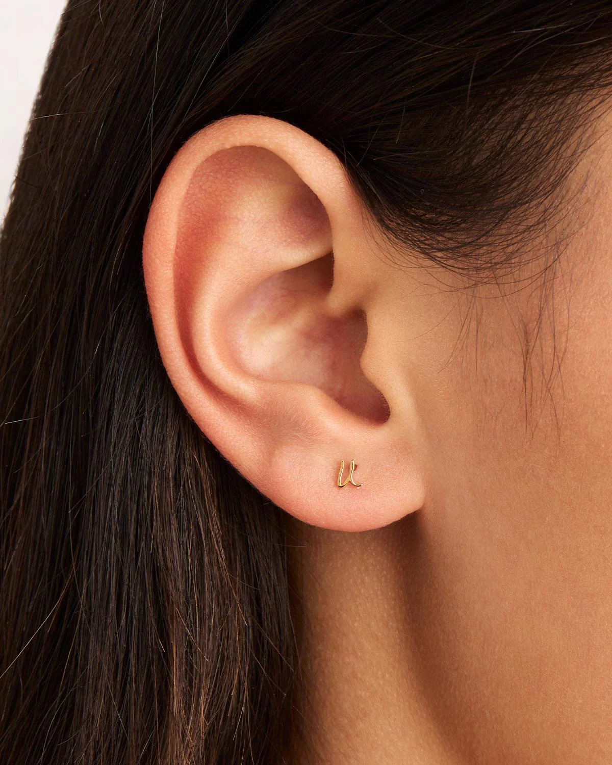14k Solid Gold Love Letter Earring - Image 64