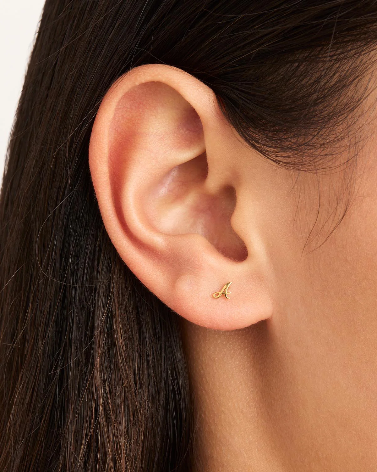 14k Solid Gold Love Letter Earring - Image 7