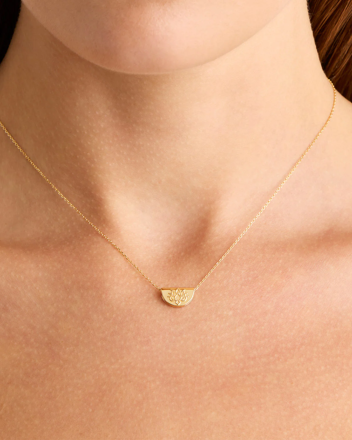 14k Solid Gold Mini Lotus Necklace - Image 2