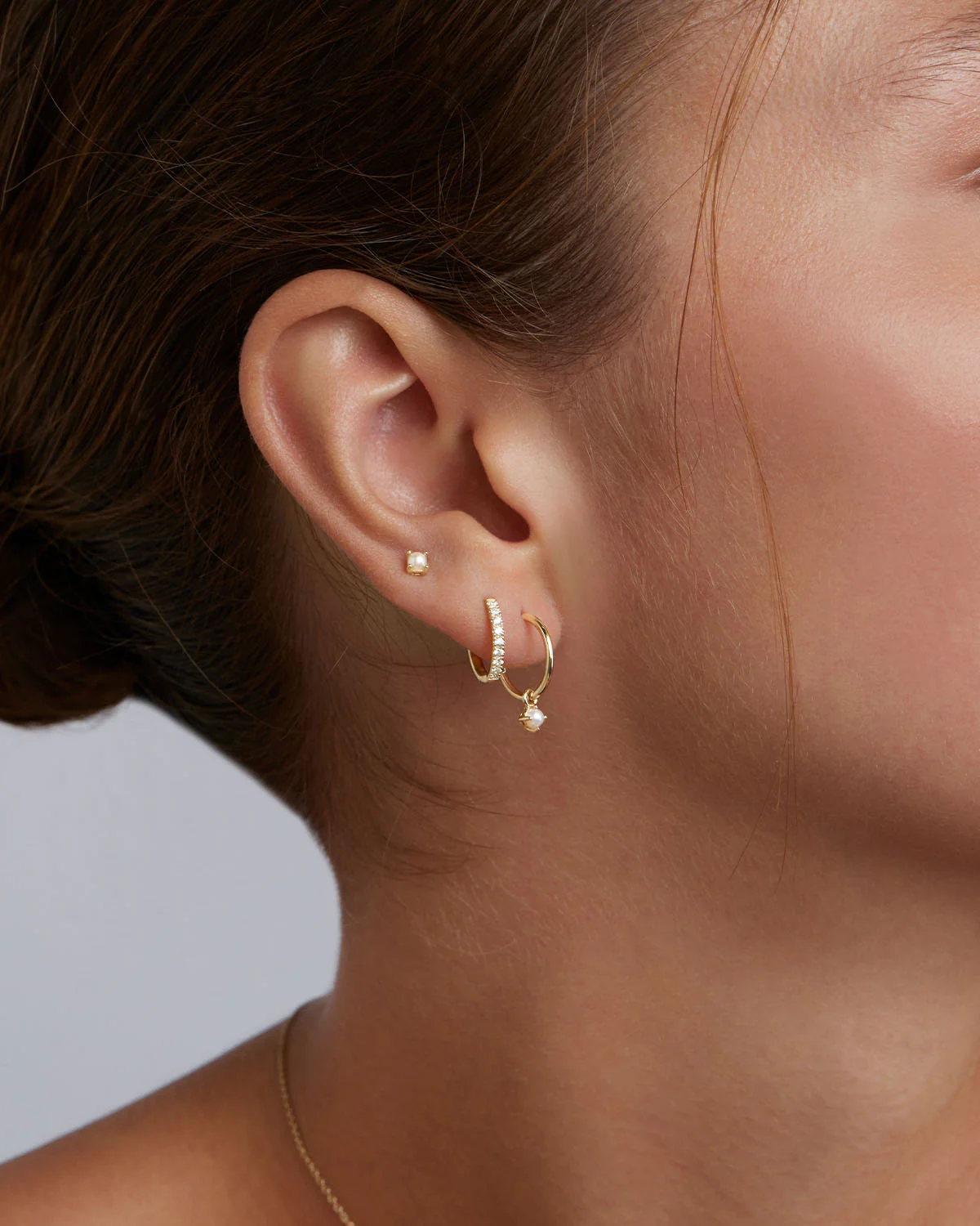 14k Solid Gold Mist Diamond Hoop - Image 4