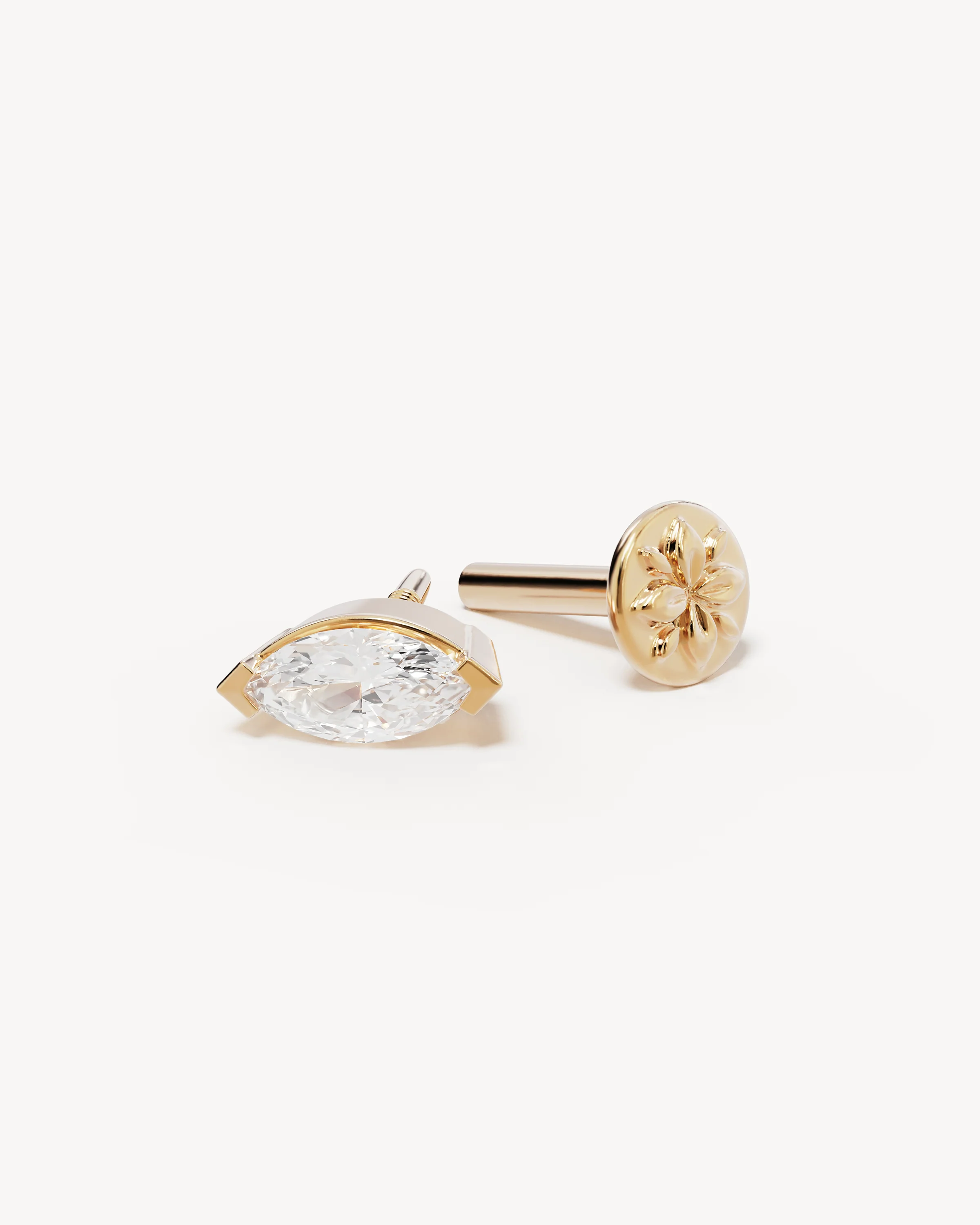 14k Solid Gold Petal Lab-Grown Diamond Cartilage Earring - Image 3
