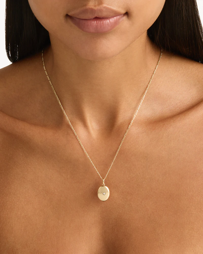 14k Solid Gold Rounded Diamond Lotus Locket Pendant - Image 2